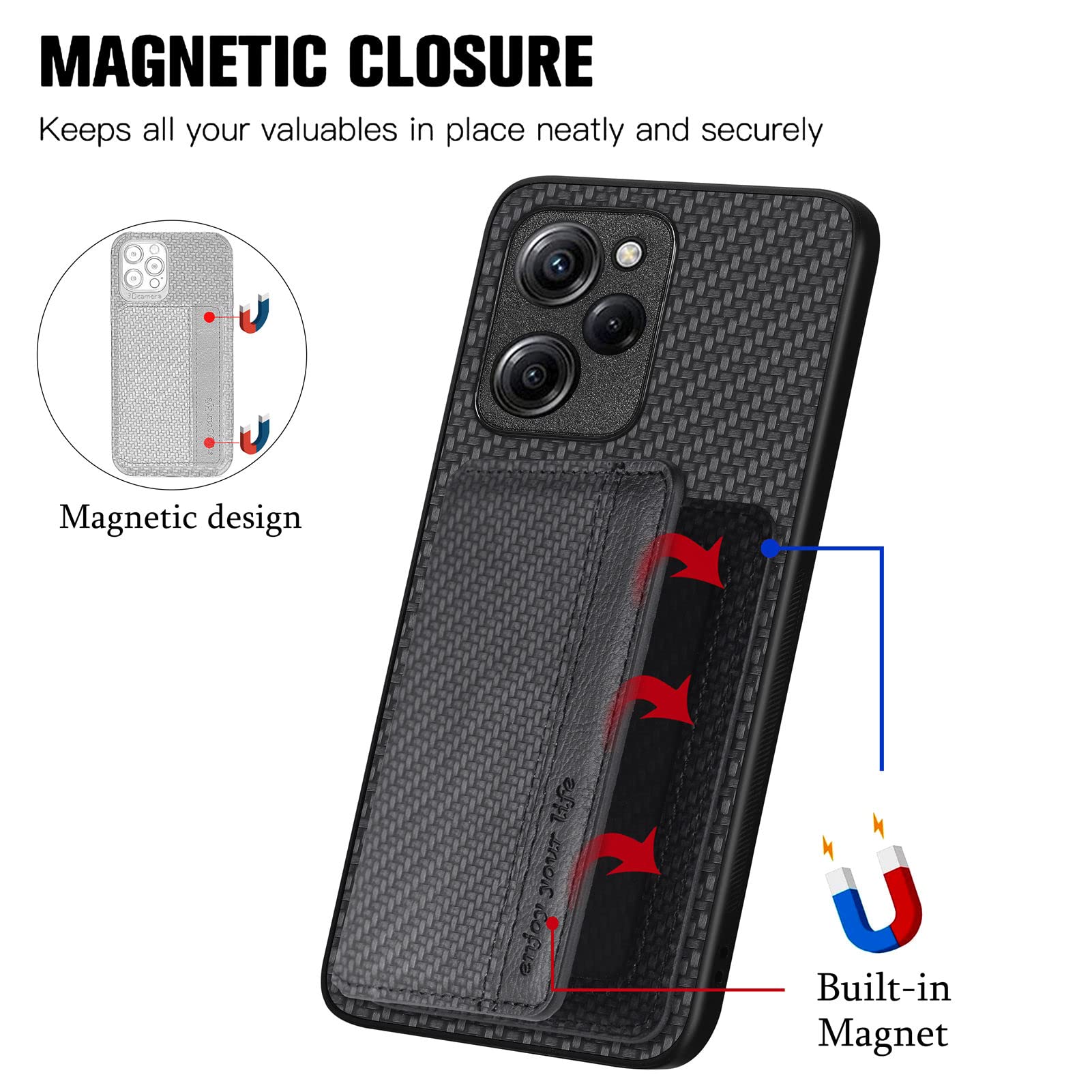 MOJIA Custodia Portafoglio Per Xiaomi Poco F5, Pelle PU Flip