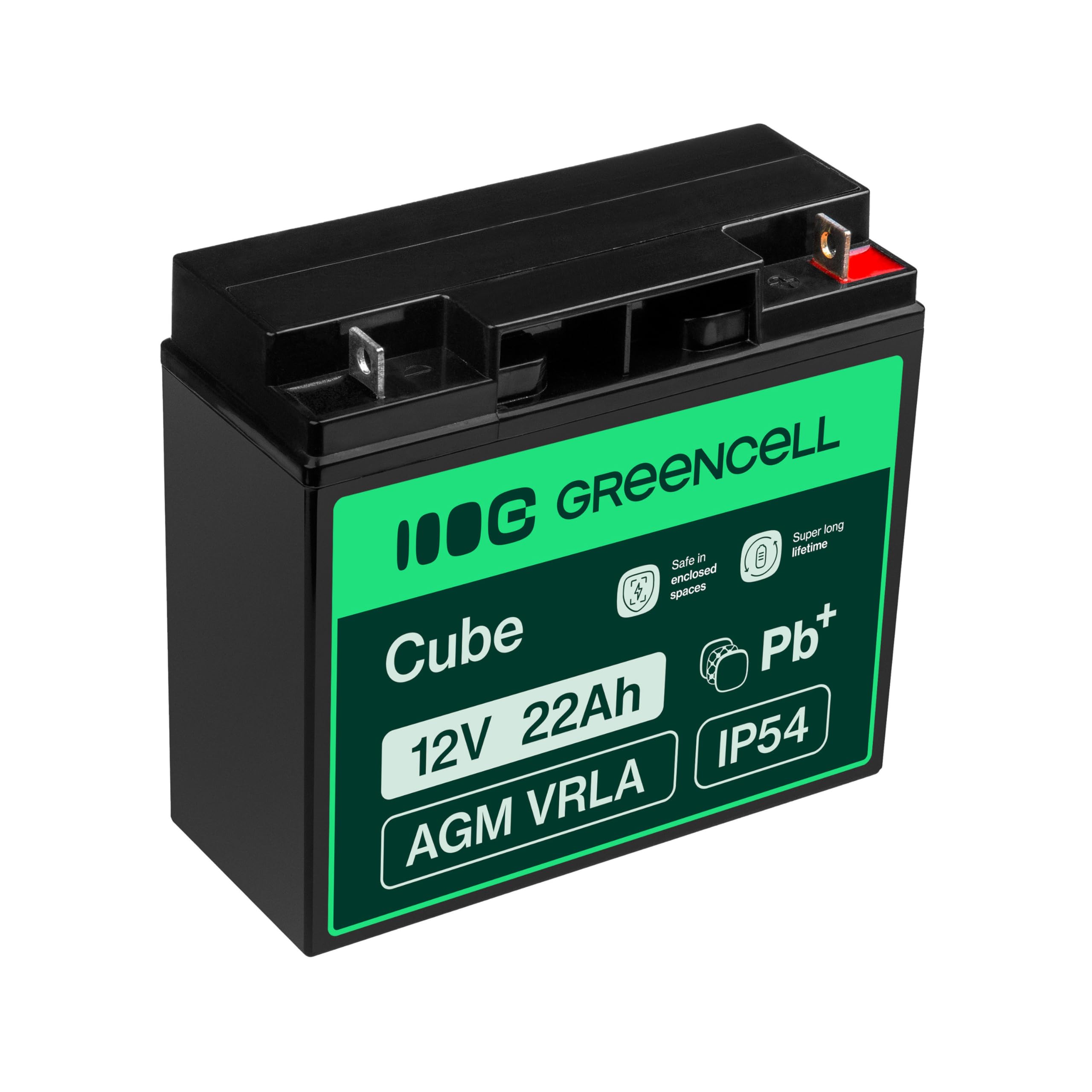 Green Cell AGM 12V 22Ah VRLA Batterie au Plomb pour Jouets et Tondeuses | pour Caisses et Balances, Systèmes d’Alarme et de Sécurité Incendie, Caméras de Surveillance et Systèmes de Télécommunication