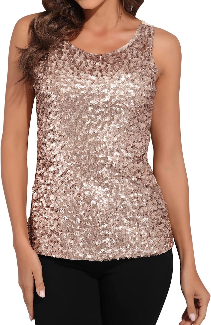 kayamiya Women 1920S Style Glitter Sequined Vest Tank Tops