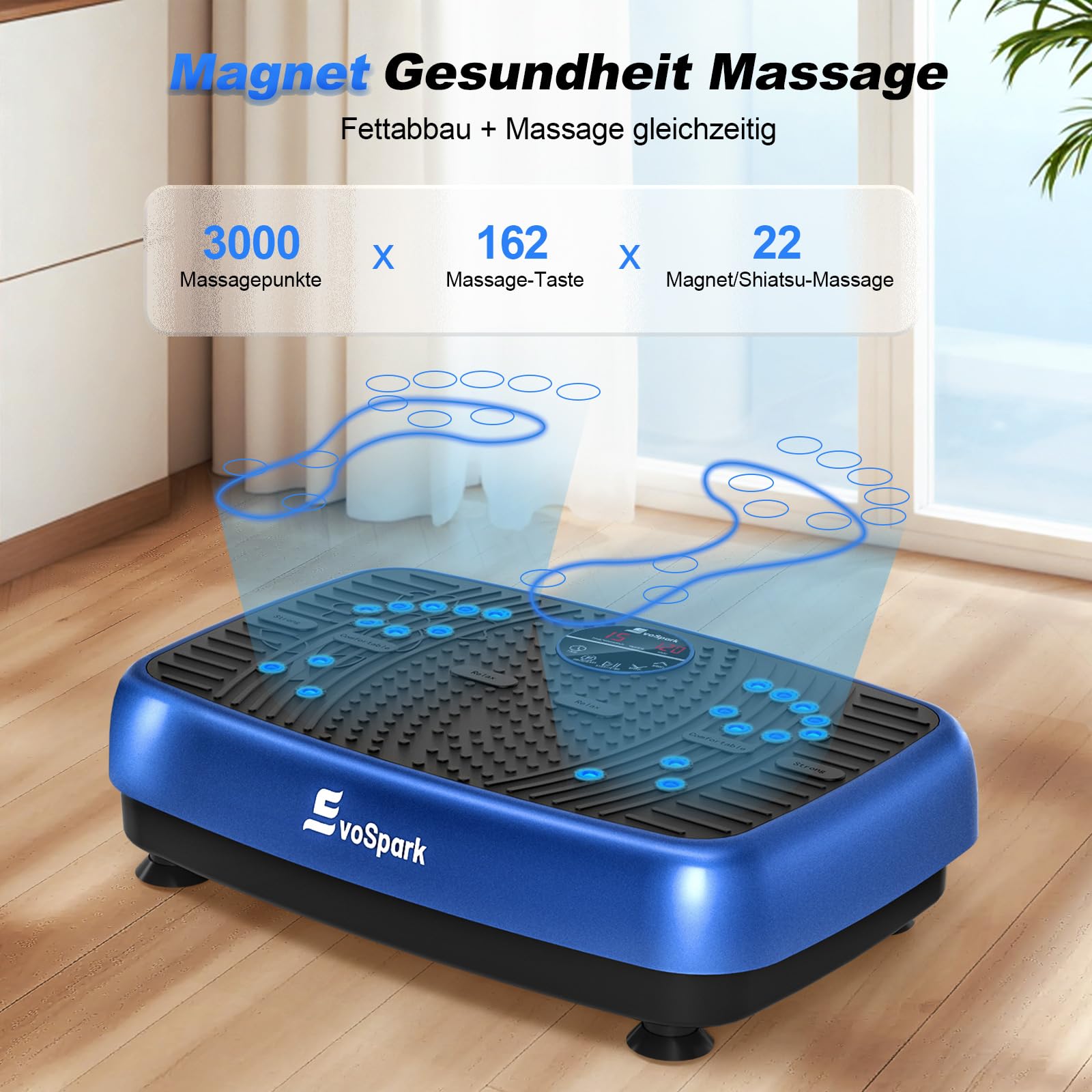 Vibrationsplatte, EvoSpark Vibrationsplatte Testsieger 2025 Verbesserte mit Doppelmotoren für Abnehmen, Ganzkörpertraining - Massagegerät, 450 LBS Power Plate Vibrationsboard für Home Workout