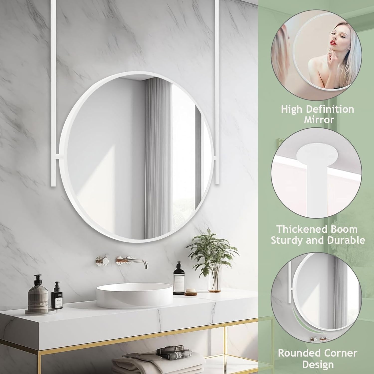 ZXDTVFGN ハーフサークル フルレングス ミラー 3色ライト付き 壁