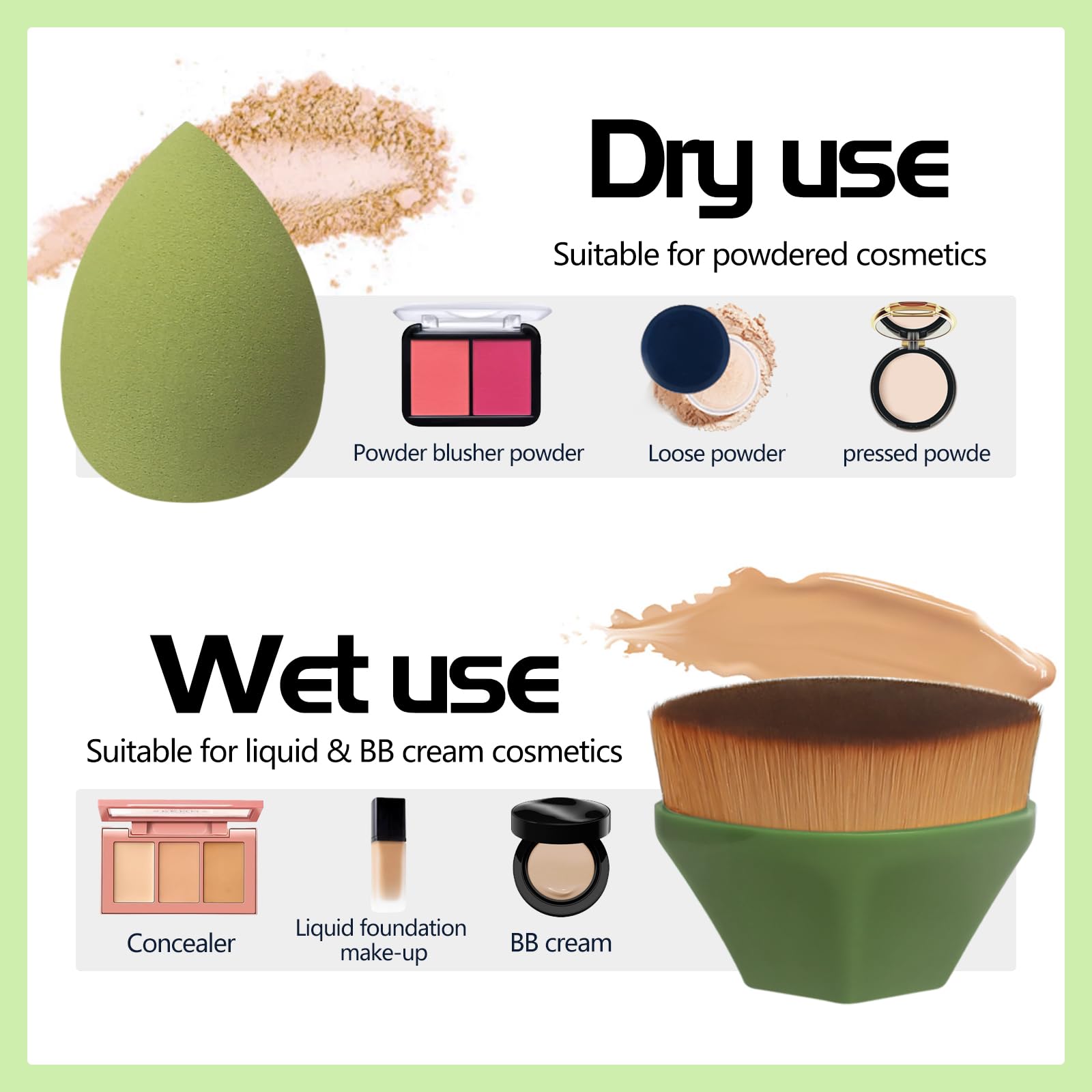 SruidyLady 4-Piece Reusable Makeup Sponge Set, Beauty Sponge for Liquid Foundation Powder & Sunscreen - Image 2