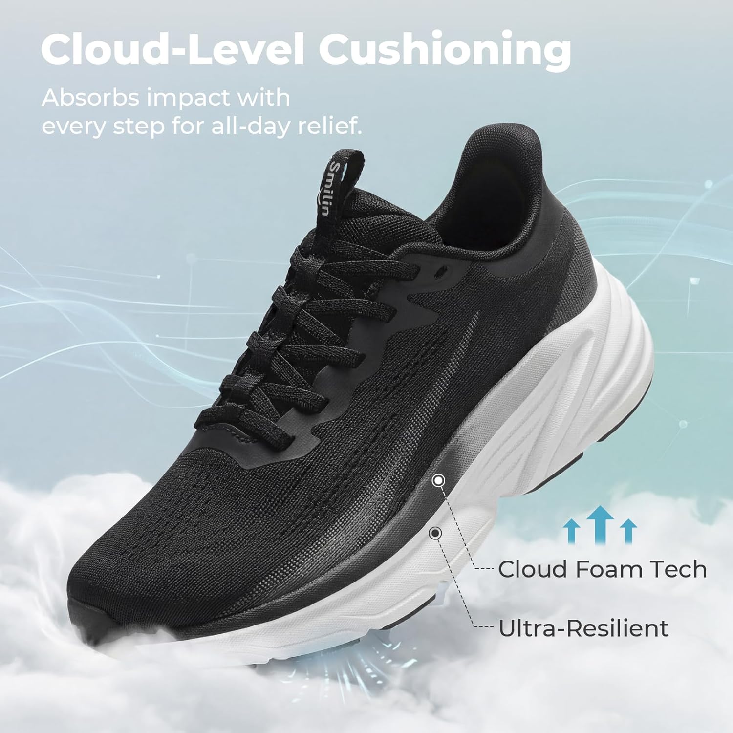 SMILIN Women's Slip On Walking Shoes with Arch Support, Comfortable Lightweight Cushion Sneakers for Standing All Day Work, Non Slip Breathable Mesh Running Tennis Footwear for Casual Travel Gym