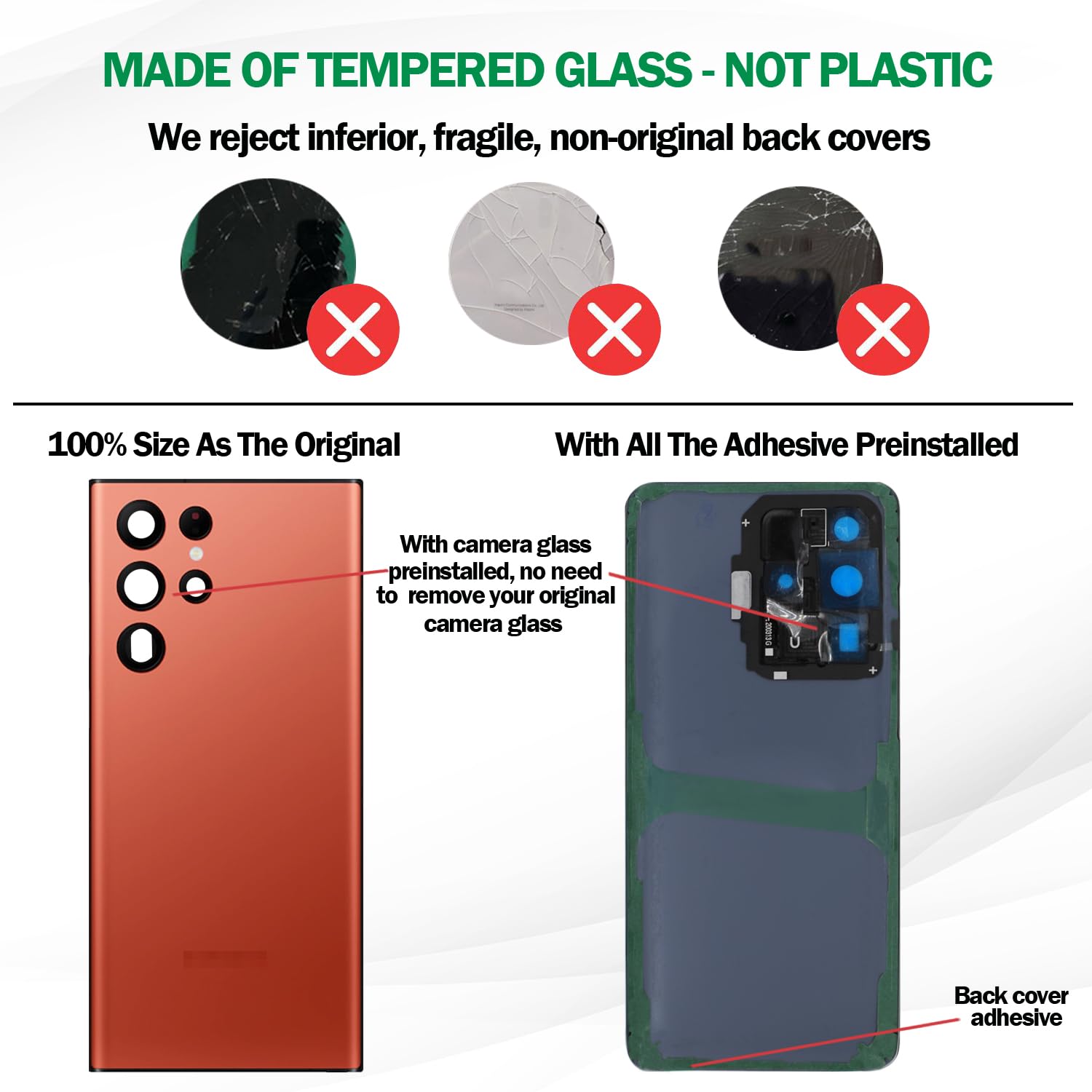Amazon.com: Galaxy S22 Ultra Back Glass Replacement w