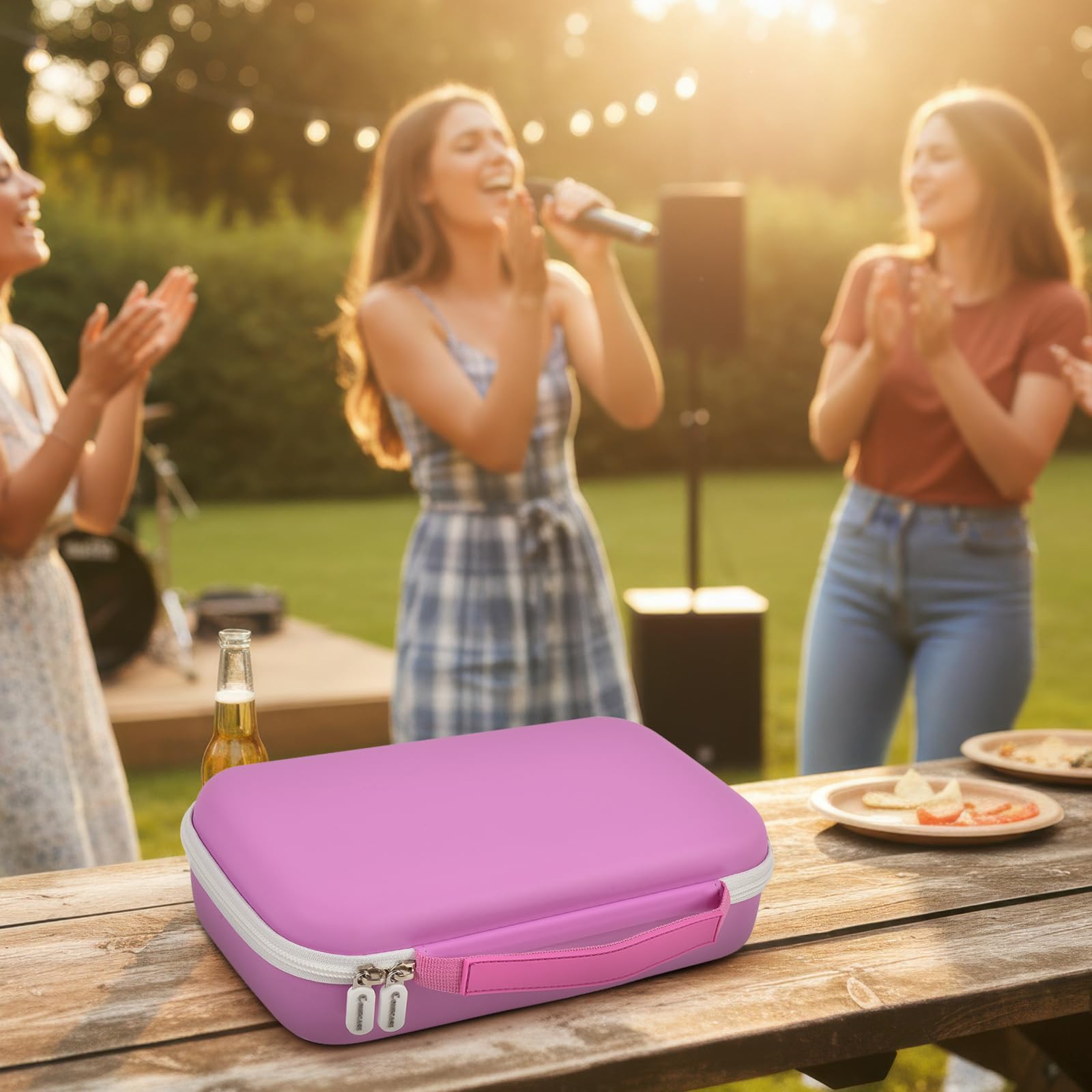 Bezprzewodowa obudowa mikrofonu do JBL PartyBox i systemu dwóch mikrofonów, odporne na wstrząsy podróżne pudełko do przechowywania mikrofonów karaoke z piankową pokrywką, mieści 2 mikrofony, adapter