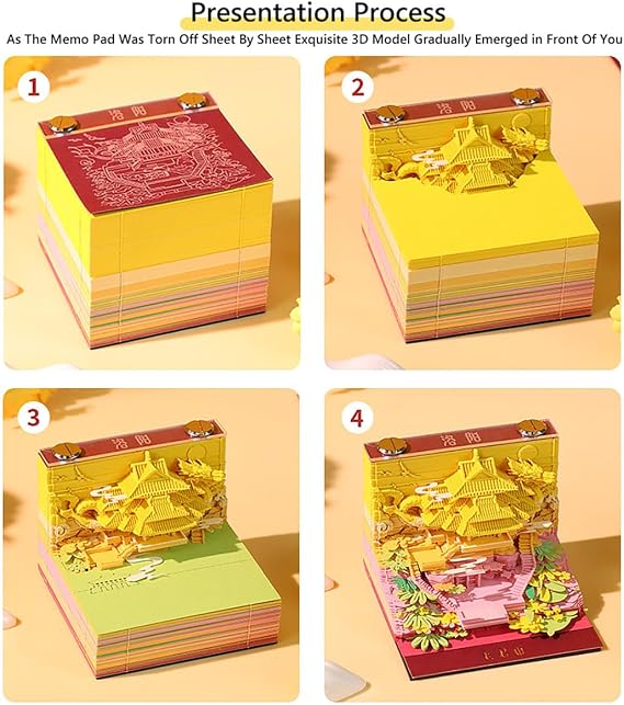 3D Calendar 2026,Time Piece Calendar 2026,3D Tear-Off Art Desk,reative DIY Paper Carving for Desktop Decoration Carving Art DIY Creative Sticky Post Notes Notepad