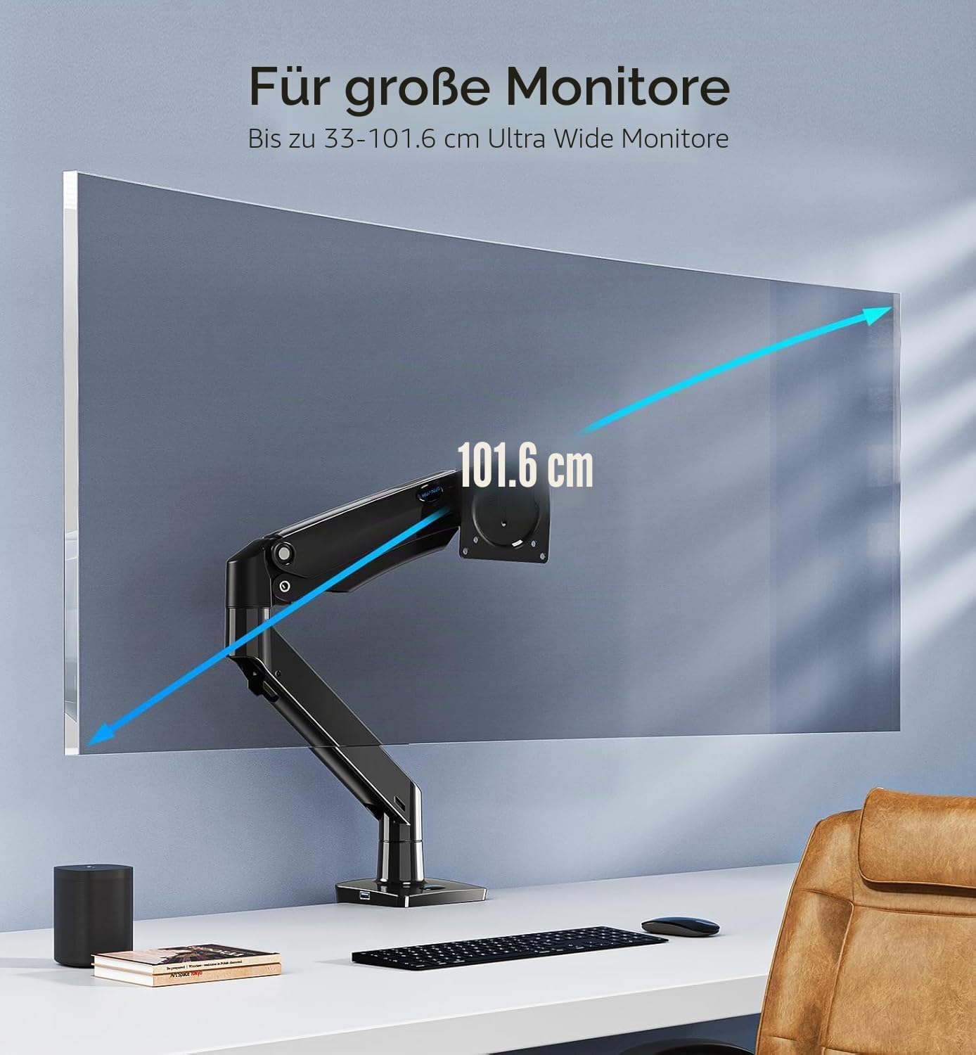 HUANUO Monitor Halterung 2 Monitore für 13-40 Zoll Bildschirme, Dual Monitor Arm, Gaming Monitorständer VESA 75 & 100 mm, C-Klemme und Tüllenbefestigung, Erhöhte Tragfähigkeit von 2-12 kg