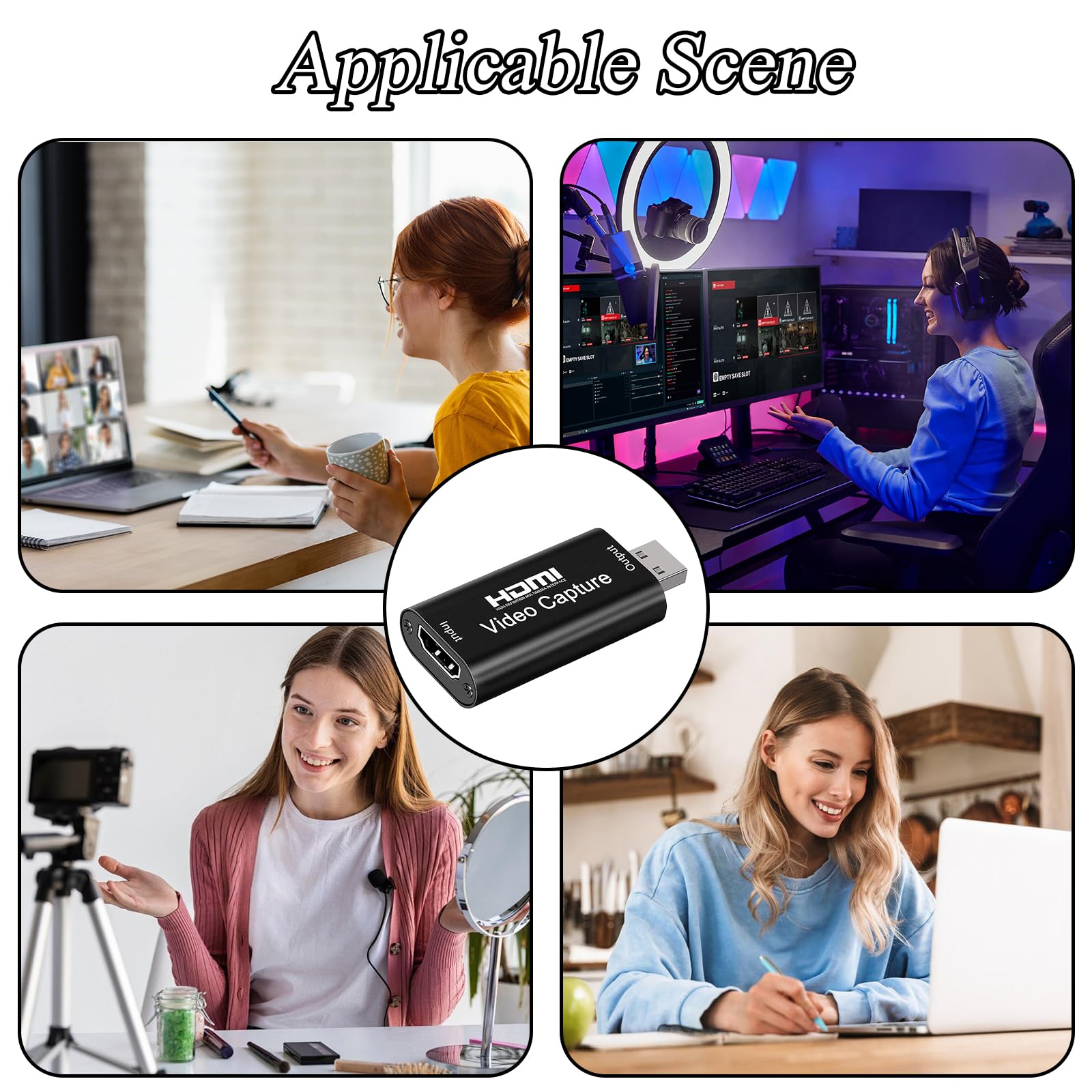 Cattura Video, Adattatore da Hdmi a Usb,Cattura HDMI,Ingresso 4k Uscita 1080P,Portatile Plug e Play Ideale per Trasmissioni in Diretta Videoconferenze e Registrazioni in Loco