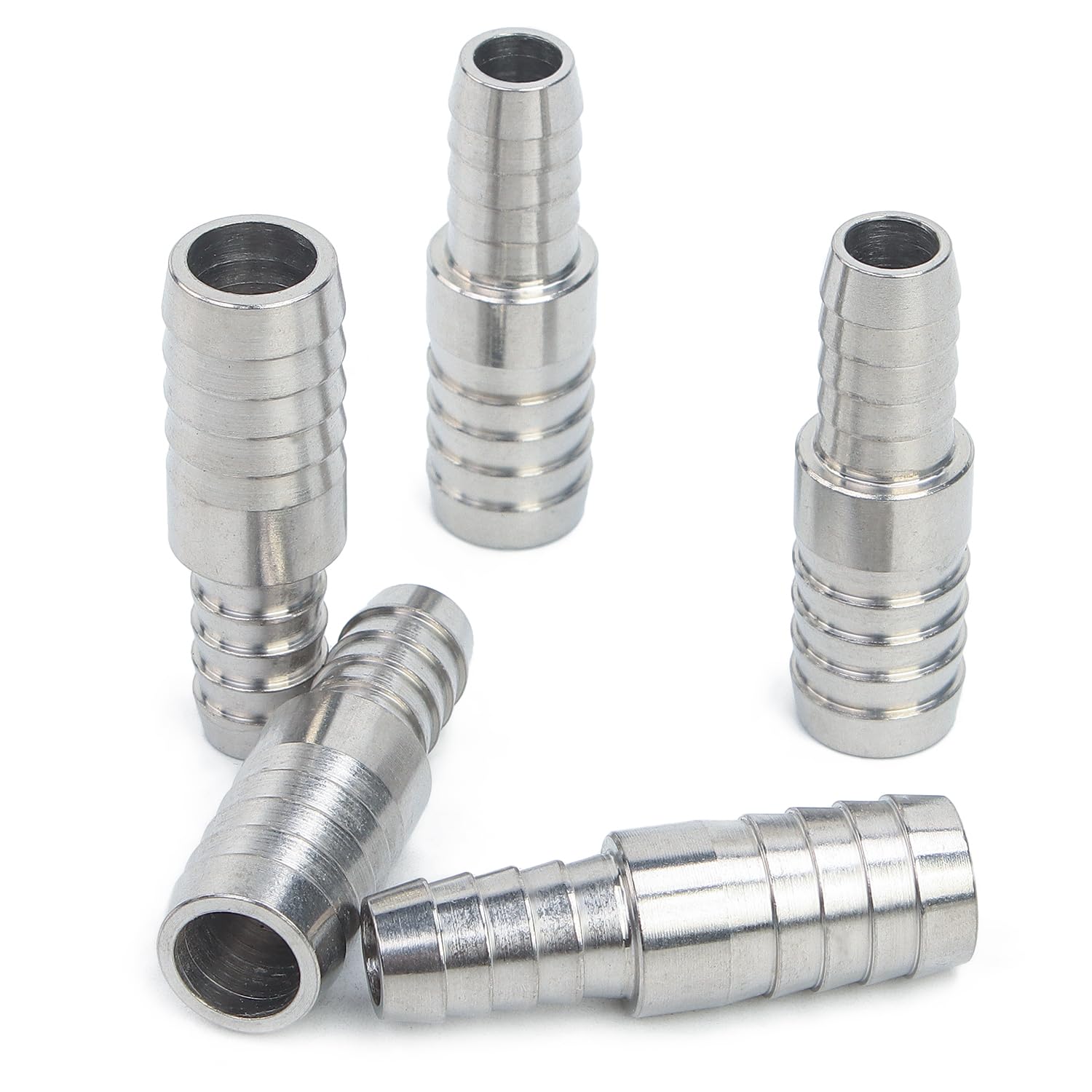 Raccord cannelé tuyau air eau carburant connecteur inox 316 1/2 ID x 3/8 ID lot de 5 pièces