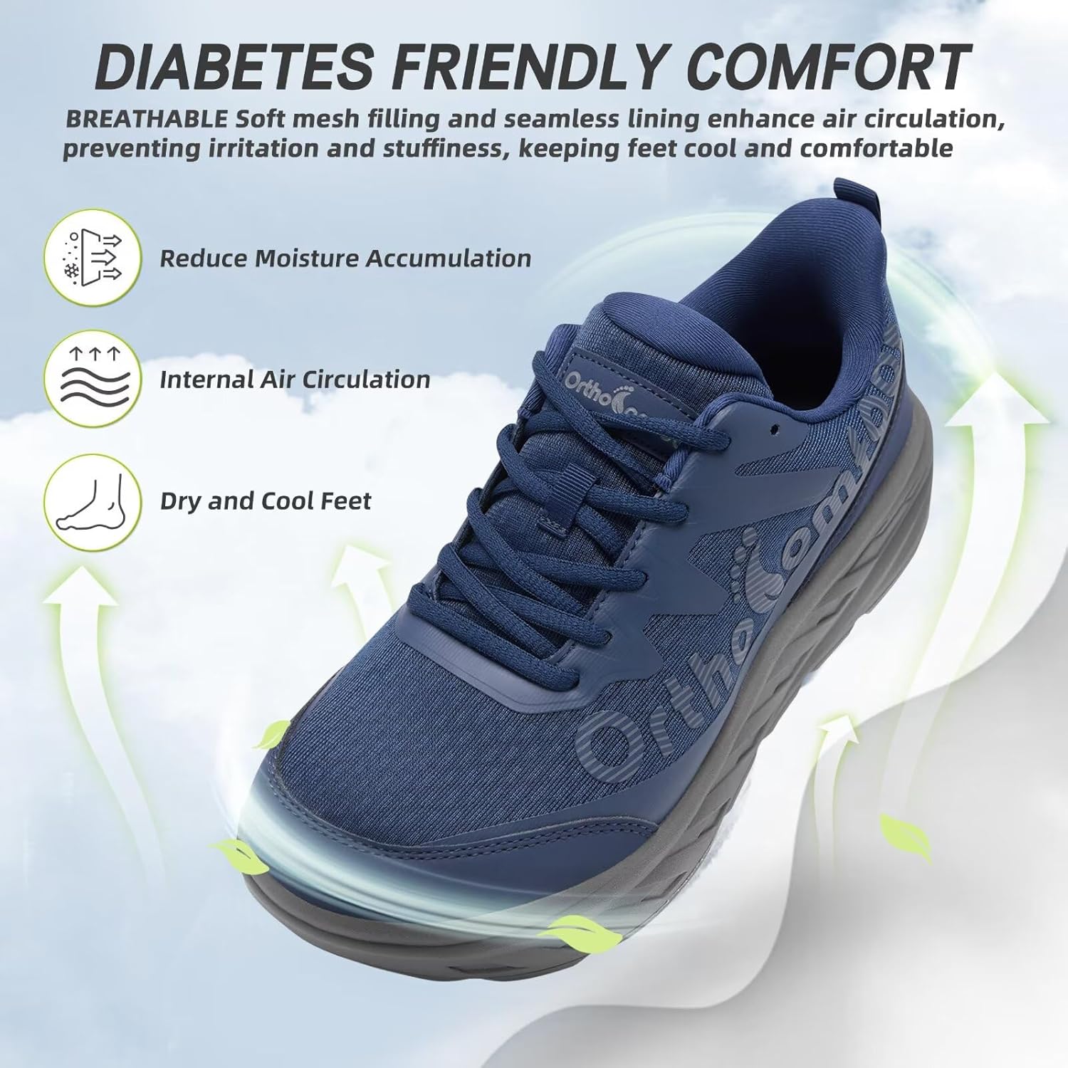 Men's Orthopedic Diabetic Wide Walking Shoes: Wide Toe Box Comfortable Arch Support Plantar Fasciitis Running Sports Sneakers, Casual Flat Feet Swollen Feet Shoes for Foot and Heel Pain Relief - Image 6