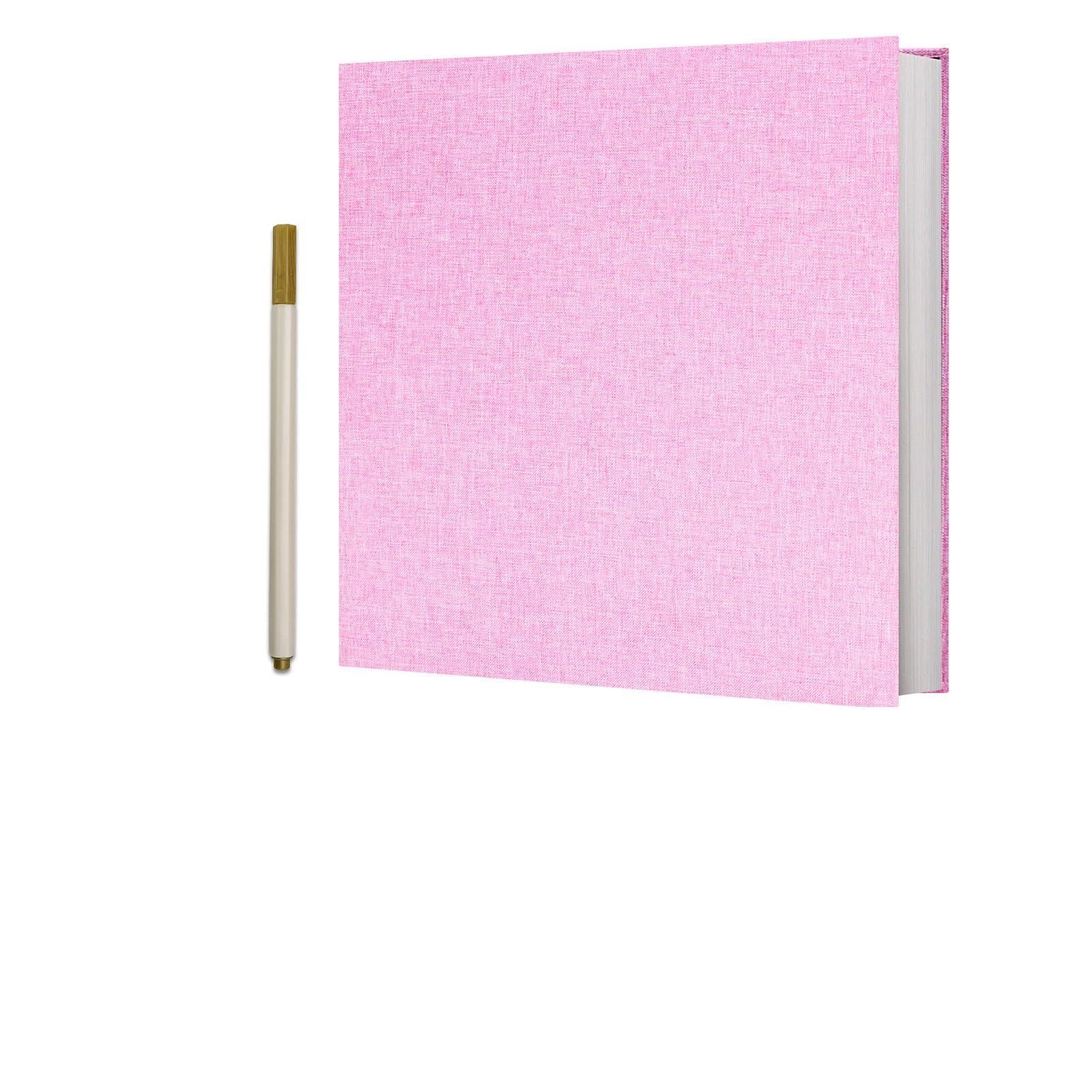 Vienrose Photo Album Self Adhesive 4x6 5x7 3x5 8x10 Scrapbook Album DIY Scrap Book with A Metallic Pen (11"x10.6" 60 Pages, Pink)
