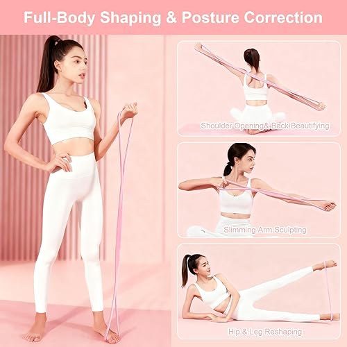 Miniatura 5 de 8 bandas de resistencia para mujer, 2 bandas de ejercicio con asas, bandas de ejercicio portátiles de 8 formas, bandas elásticas para entrenamiento