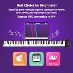 88Keys Silicone Flexible Roll Up Piano Keyboard, MARVTOWN Portable Foldable Electric Keyboard Piano,108 Rhythms,128 Tones,rechargeable battery with MIDI&Speaker&Headphone jack For Beginners Travelling