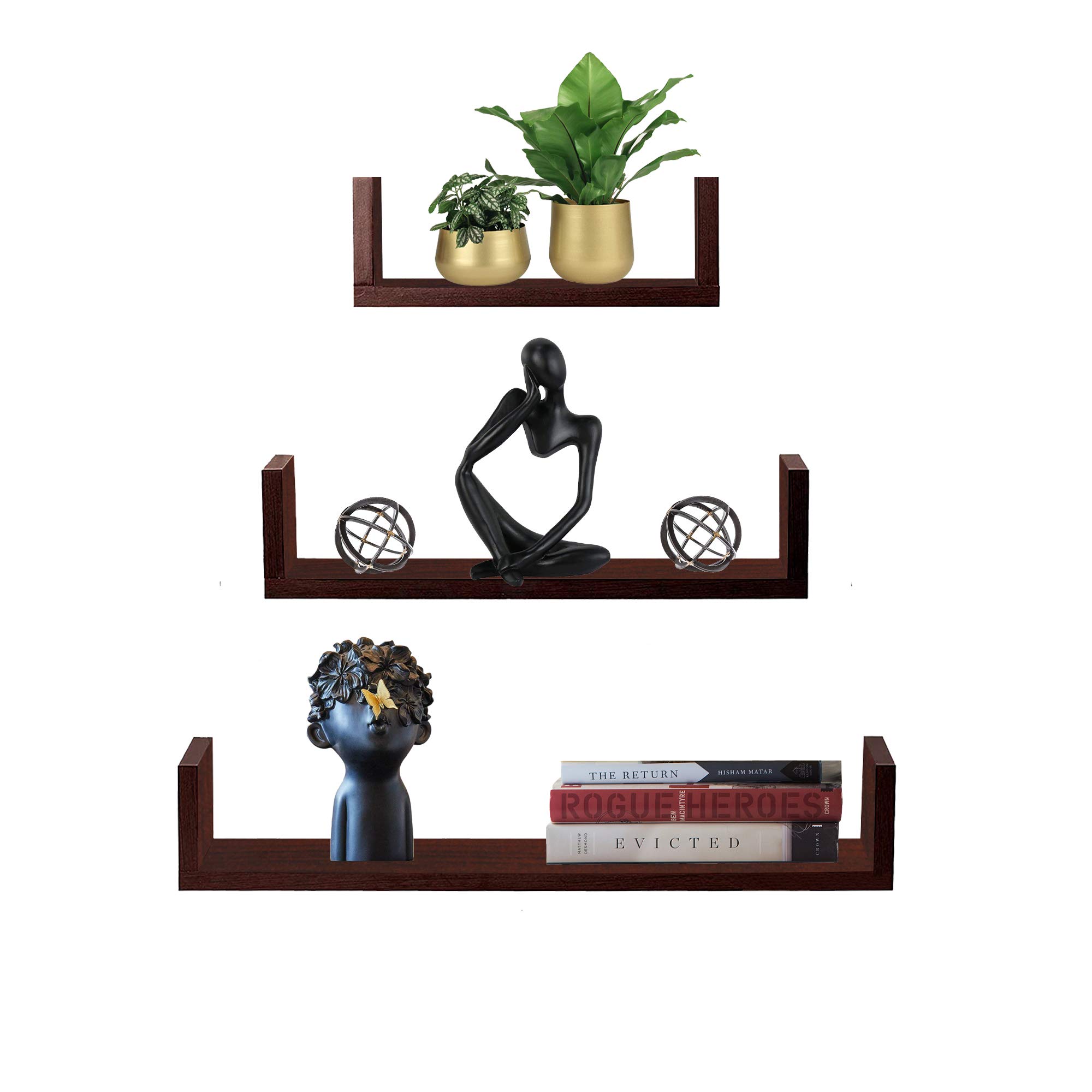 Furniture Cafe U Shaped Wall Shelf For Living Room Stylish Wooden