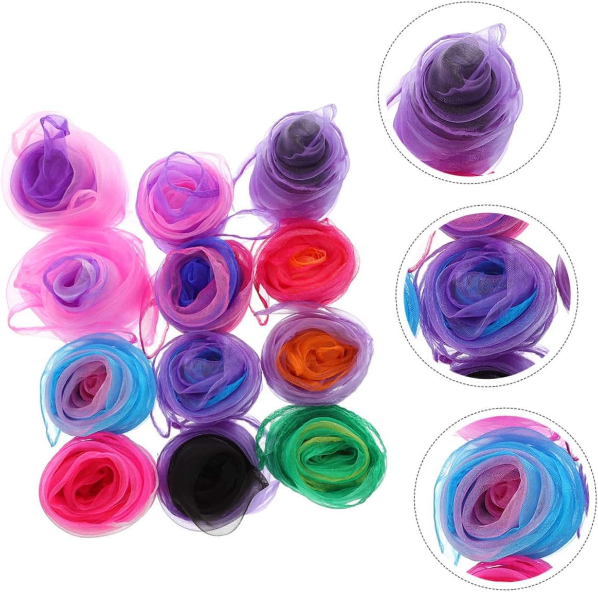 FRCOLOR 12pcs Boys and Girls Dance Juggling Scarves Square Chiffon Scarves for Stage Rave for Boys and Girls Random Color