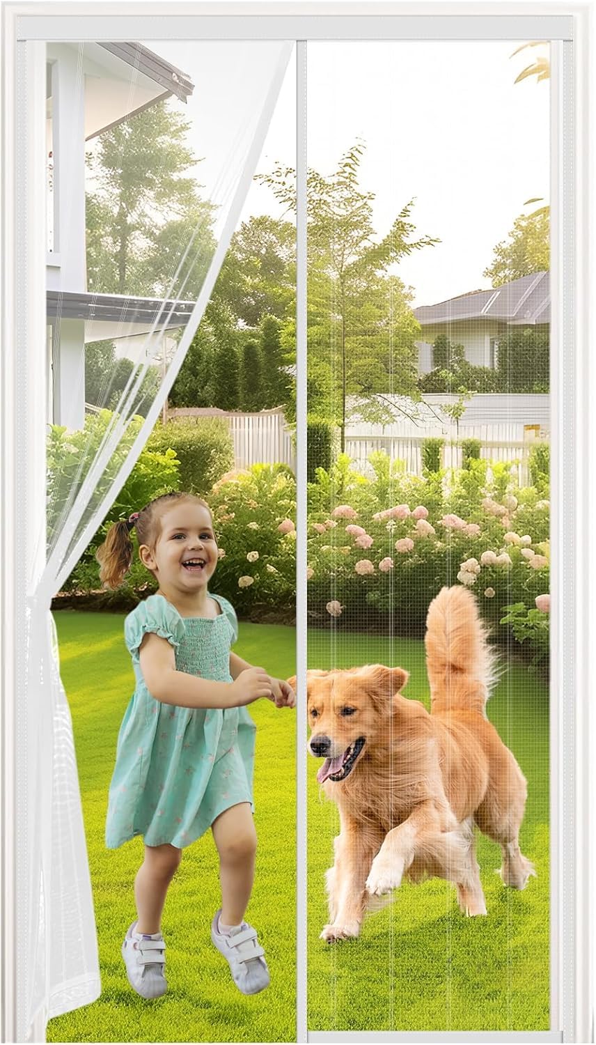 MYCARBON Fly Screens Doors Nets Patio Curtain Insect Mesh for Keeping Out Flies & Bug, Flyscreen French Doors, Mosquito Magnetic Fly Doors, Widened Tape, Stronger Magnetism