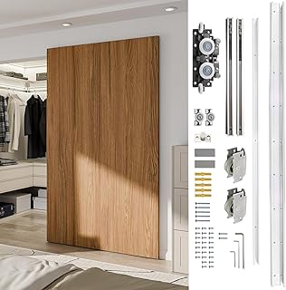 1pcs 47.2" Concealed Sliding Barn Door Hardware with Soft Close Mechanism, No Floor Track, Fit Openning Width 27.6"-47.2"