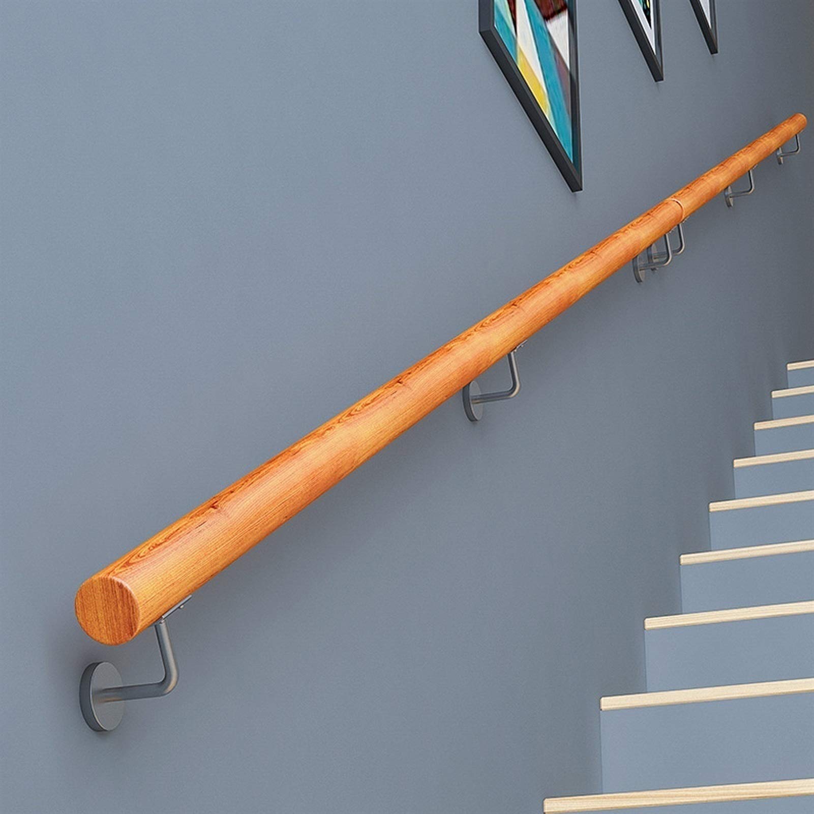 Pasamanos para Escaleras, Pasamanos De Madera Antideslizantes con Soporte Fijo De Acero Inoxidable, Varilla De Soporte De Pasillo, Fácil De Instalar (Size : 100cm)