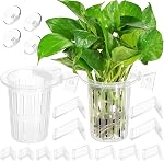 Borlech New Upgraded Large Aquarium Plant Holder with 1.57-inch Extension Hooks and Suction Cups for Fish Tank Aquaponic Plant Cultivation and Aquascape Accessories Decorations (4 Pack) Transparent