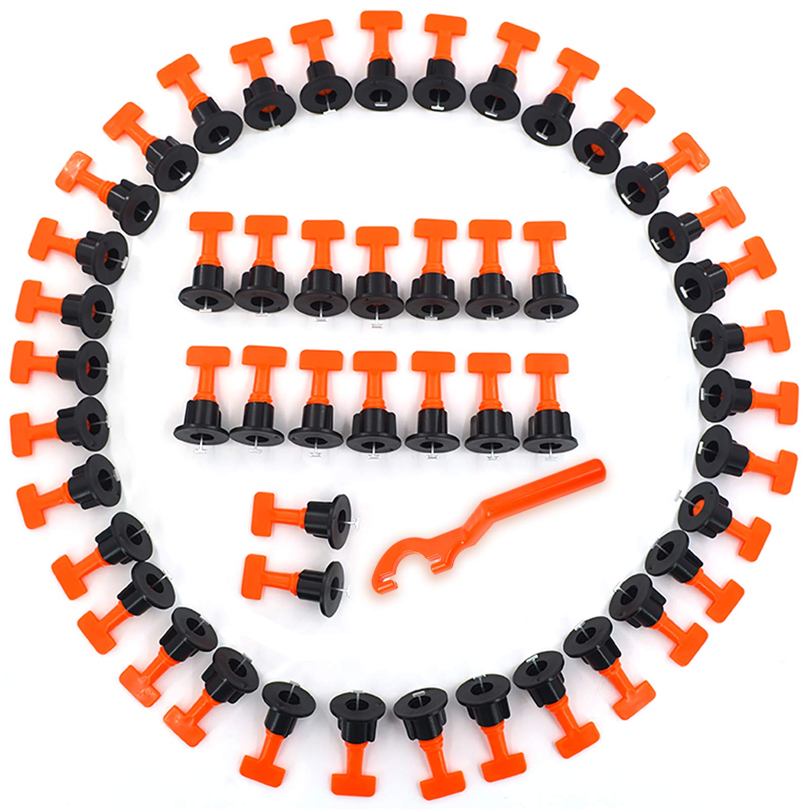 BEIAOSU 50 Pieces Tile Leveling System, Reusable Tile Leveler Spacers with Special Wrench, Tile Leveling DIY Tool for Building Walls & Floors