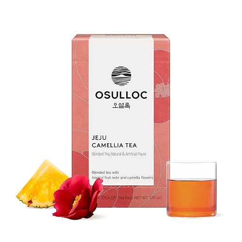 OSULLOC Té de flores de camelia (sabores afrutados tropicales), mezcla de té de frutas, bolsitas de té premium de la isla de Jeju, 20 unidades