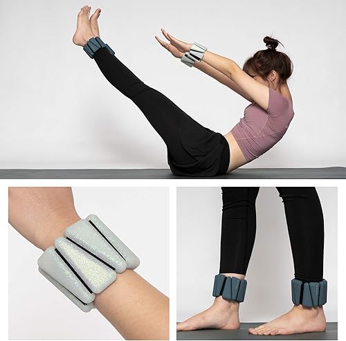 Miniatura 4 de HOSNNER Pesas de muñeca ajustables para mujer  Pulsera de silicona con botón para hombres, pesas de resistencia para entrenamiento, caminar, bailar,