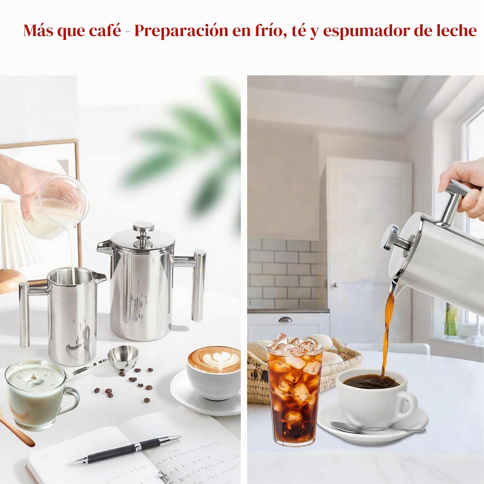 XINGYUEXUAN Acero inoxidable French Press – Prensa de café premium con función térmica – Cafetera con triple filtro, apta para lavavajillas y aislada (600 ml)