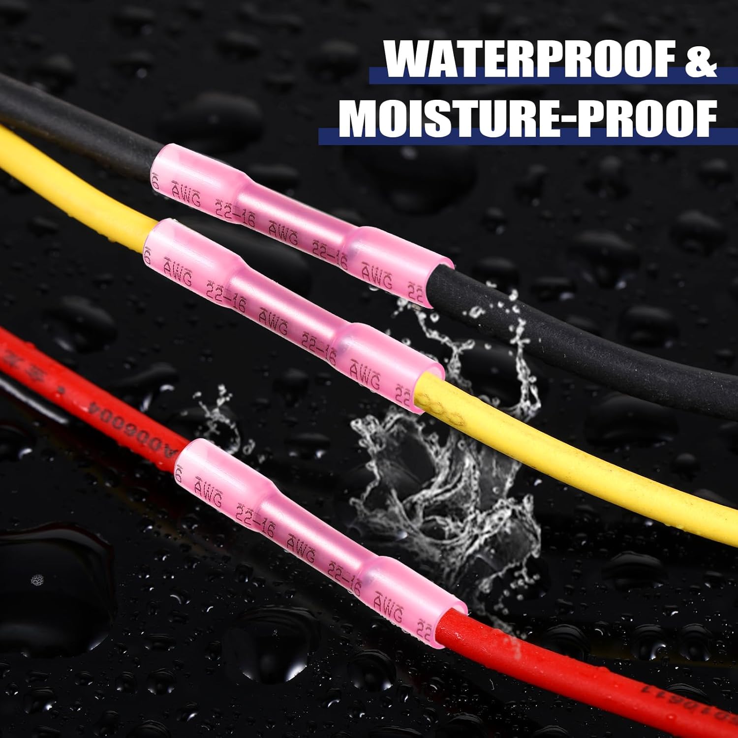 Frienda 500 Pcs Heat Shrink Butt Wire Connectors Red Awg 22-16 Insulated Waterproof Electrical Wire Connectors Automotive Marine Grade Crimp Terminals Butt Splices for Boats, Industrial, Home