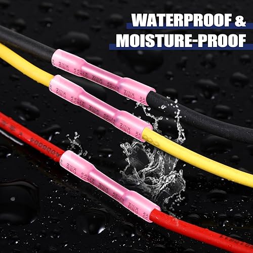 Miniatura 17 de Frienda 1000 conectores de cable termorretráctil, color rojo, AWG 22-18, aislados, impermeables, conectores de cable eléctrico automotriz