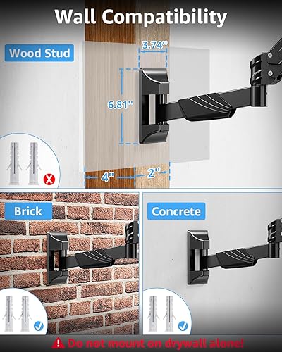 Miniatura 6 de MOUNTUP Soporte de pared para monitor para pantallas curvas de 22 a 43 pulgadas, soporta 2.2 a 33.1 libras, soporte de pared para monitor de