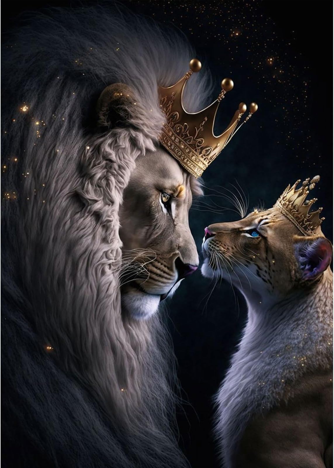 RICUVED Lion King Diamond Painting Pictures, 5D Animals Diamond Painting Pictures, Adult Diamond Painting Pictures Set, Full Drill Lion Diamond Painting Cross Embroidery Painting Set, 30 x 40 cm