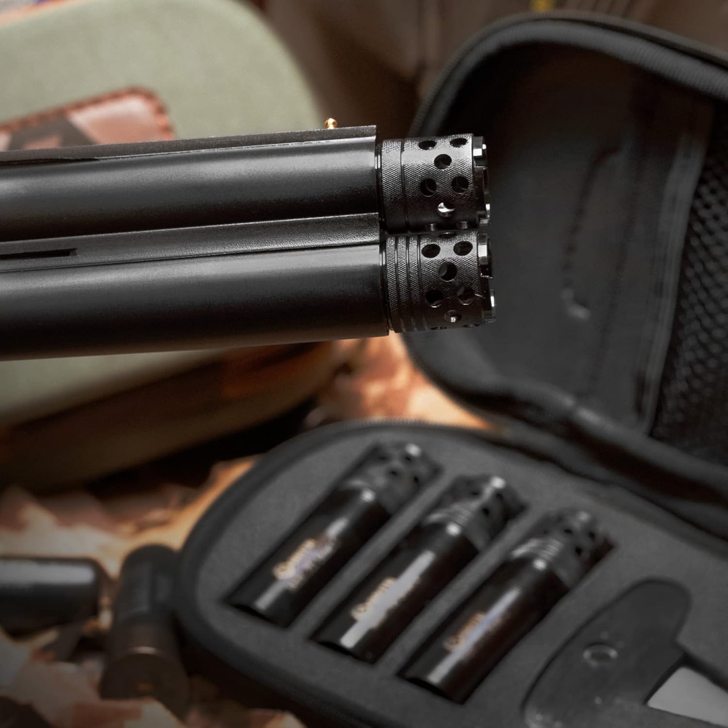 GRITR 12 Gauge Pattern Control Steel Tube 3-Pack Compatible with Benelli/Beretta Mobil Thread - Extended Constriction Tubes for Hunting & Sporting Clays - Zipper Case & Wrench Included