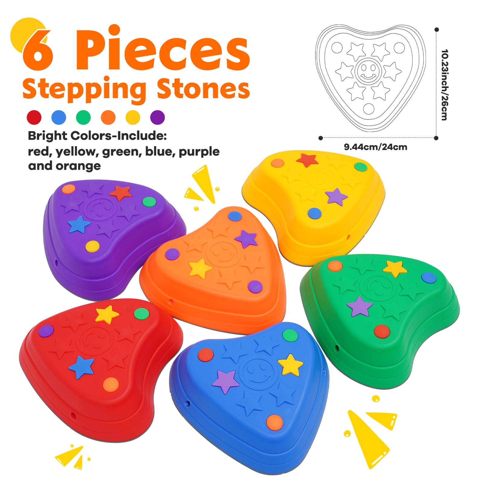 Piedras de Equilibrio para Niños,6 Piezas de Piedras Apilables con Superficie Antideslizante Juguete Sensorial para Interior y Exterior,Juego de Jardín para Desarrollar la Motricidad Fina