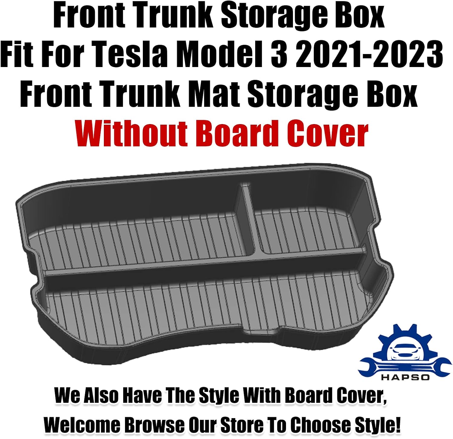 Front Trunk Organizer Tray Storage Box Fit for 2021 2022 2023 Tesla Model 3 Accessories Front Trunk Mat Storage Box Without Board Cover