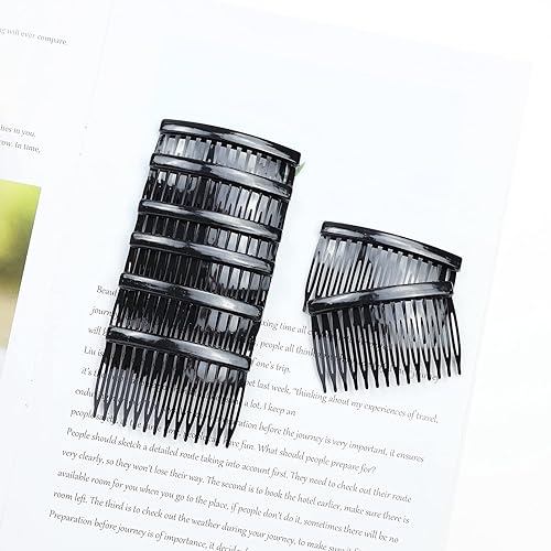 Miniatura 4 de Cinaci Paquete de 30 peines laterales pequeños de plástico transparente blanco negro marrón con 14 dientes para manualidades, tocados decorativos,