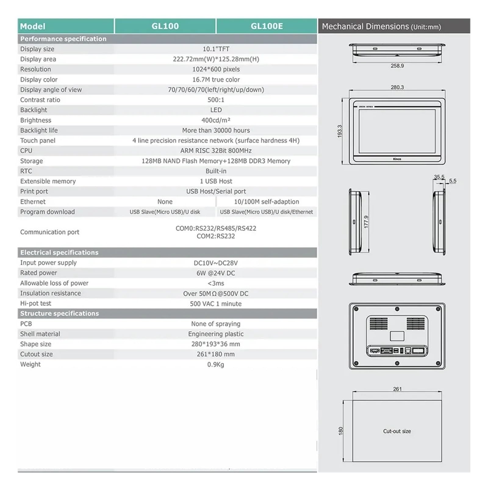 Pantalla táctil HMI PLC de 10 pulgadas, GL100 GL100E interfaz hombre-máquina pantalla hmi plc todo en uno(GL100E)