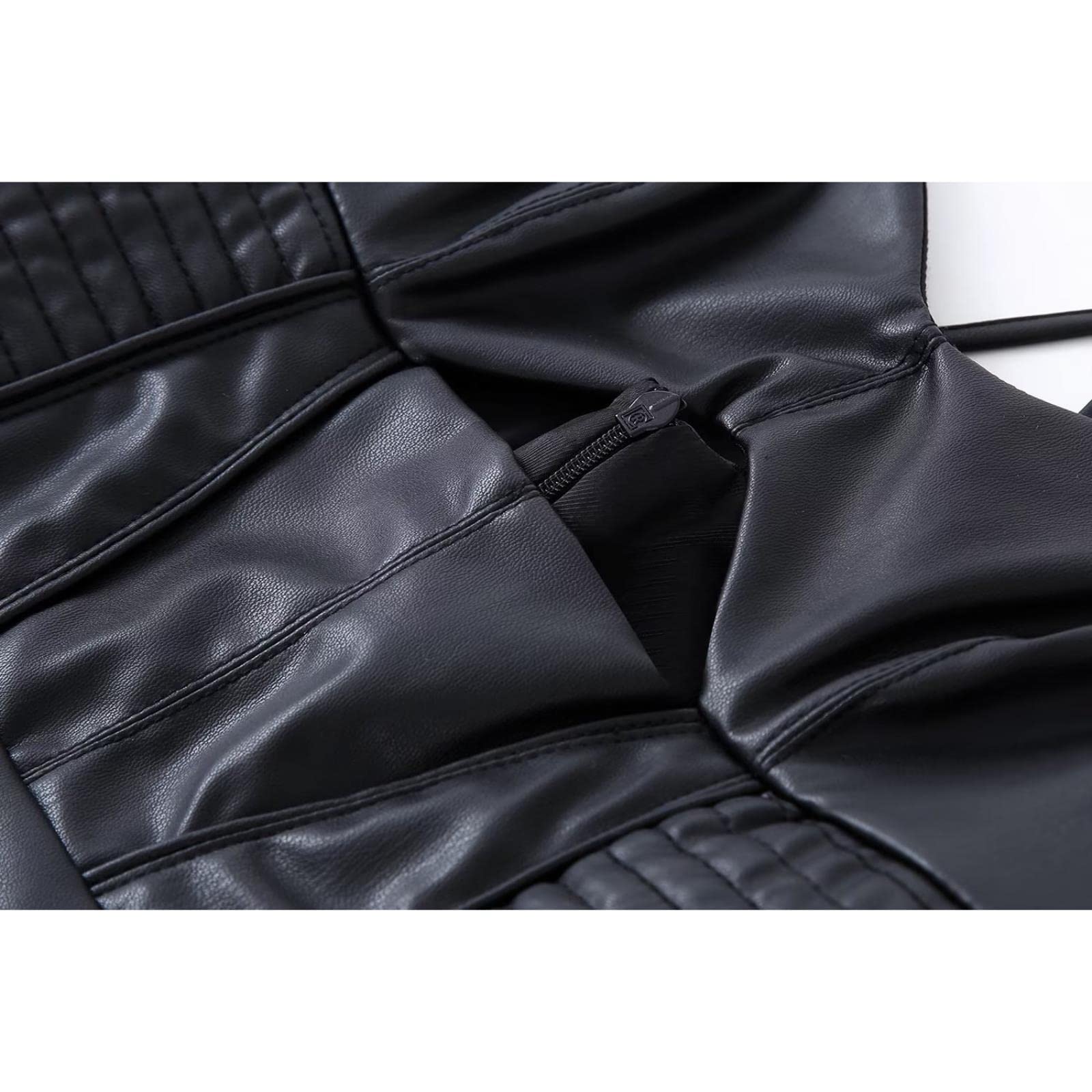 Vestidos elegantes de cuero sintético para mujer, vestido midi con detalle recortado, túnica de noche para mujer, ropa Y2k