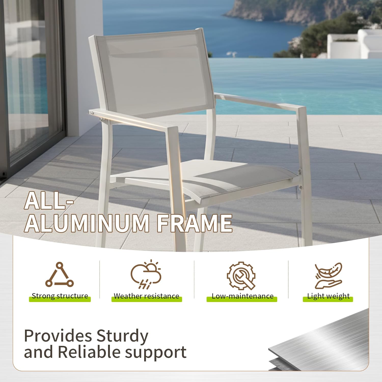 Outdoor Patio Furniture Set 9 Piece, Extendable Patio Dining Table for 6-10 People and 8 Patio Dining Chairs with Armrest, All-Weather Aluminum Patio Dining Furniture Set For Garden Lawn Deck