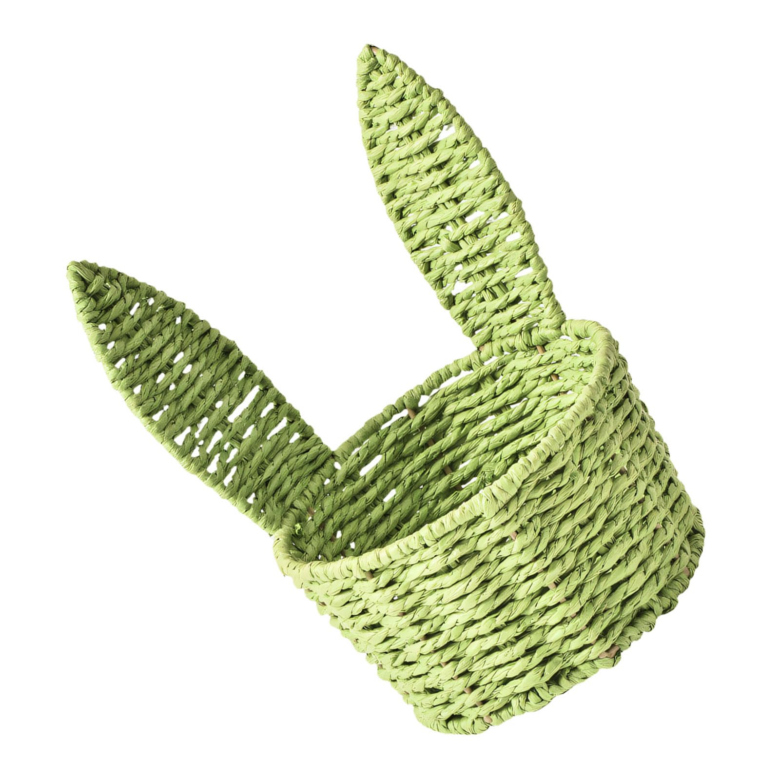 Kalttoy Decorative Rabbits Ears Paper Cord Flower Holder Easter Storage Basket Woven Container for Home Organization Paper Rope Basket