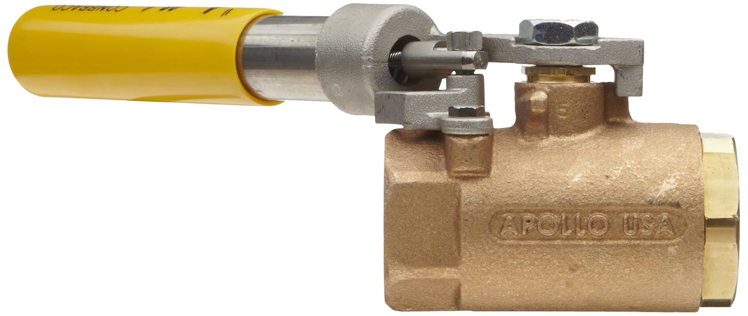 Apollo 71-500 Series Bronze Ball Valve, Two Piece, Inline, Spring-Close Lever, 1" NPT Female