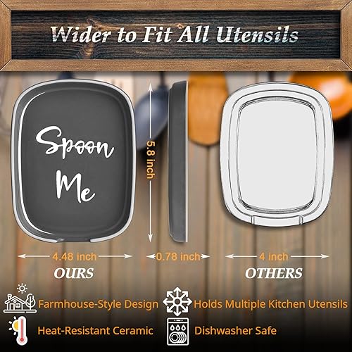 Miniatura 3 de DAYYET - Soporte de cuchara grande de cerámica para encimera, soporte para cuchara grande para encimera de cocina, soporte para cuchara de café,