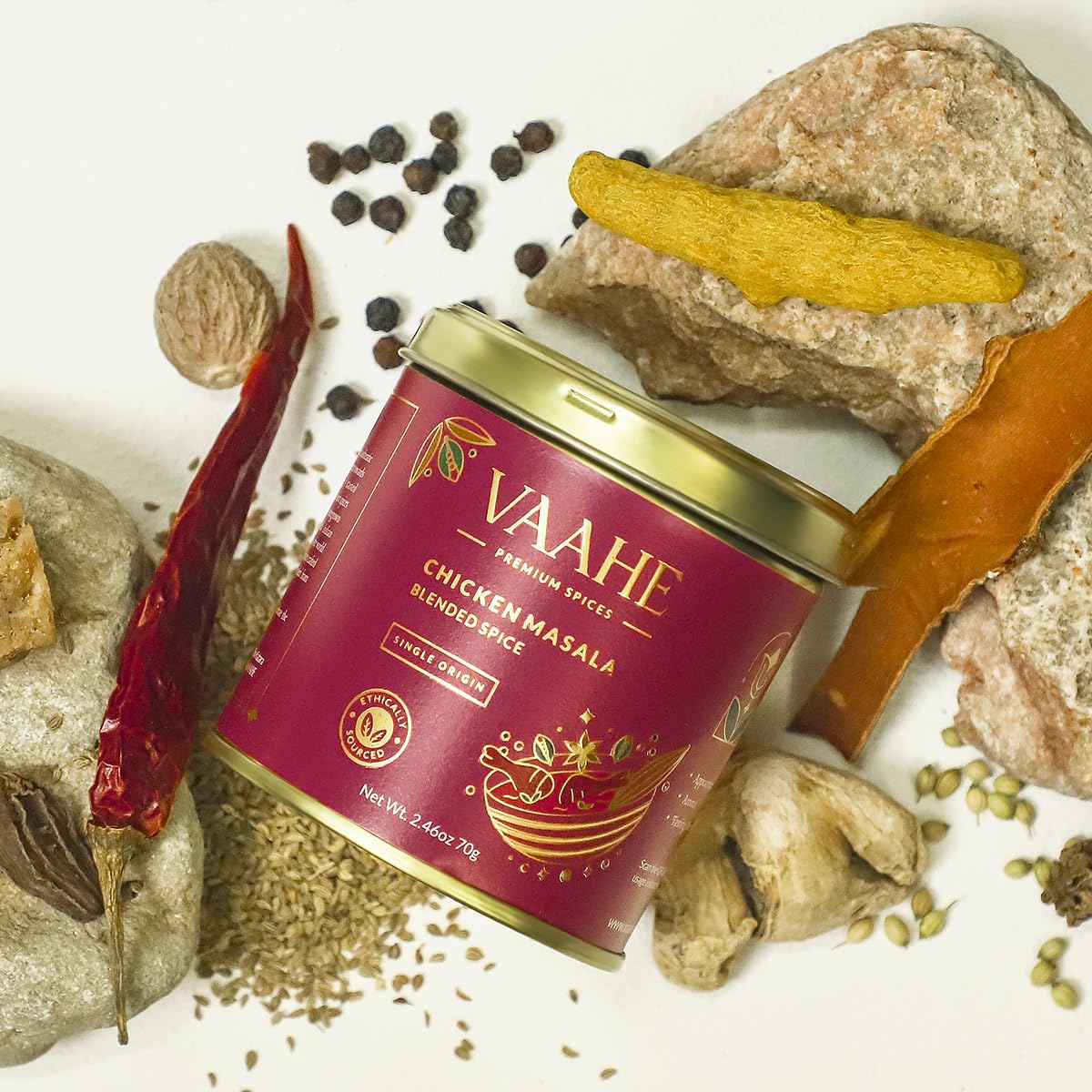 VAAHE Chicken Masala | 17+ Natural Spices | Freshly Ground and Packed | 100% Pure and Natural | Single Origin | Premium Tin Box (70 gm) (B0D9P6ZTFG) Amazon Price History, Amazon Price Tracker
