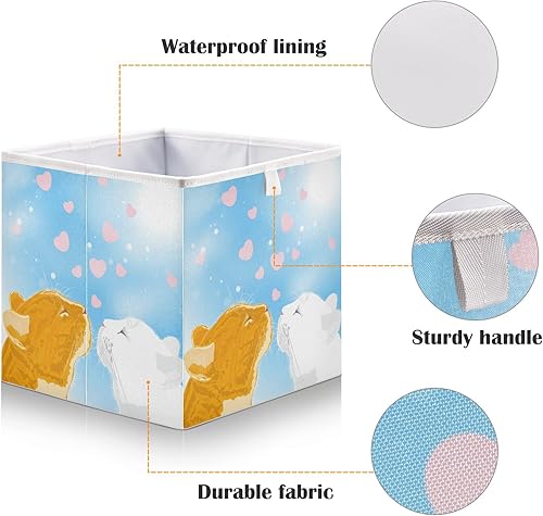 Miniatura 3 de Cesta de almacenamiento rectangular plegable con diseño de dos gatos queridos, organizador grande de caja de juguetes para sala de estar, oficina