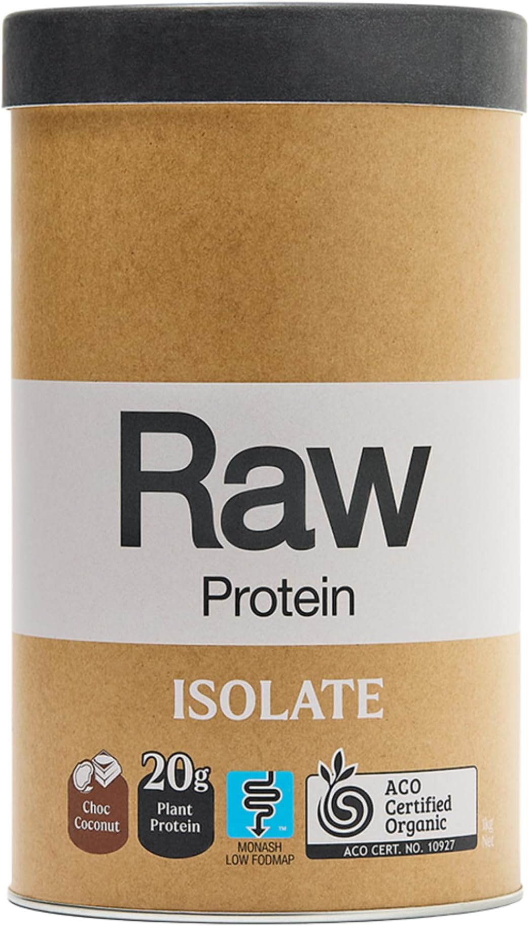 Amazonia Organic Raw Protein Isolate Powder with Cocoa & Coconut - vegan, gluten free, dairy free 1 kg