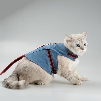 Kaçış Önleyici Kot Kedi Gezdirme Tasması Ve Küçük Irk Köpek Gezdirme Tasması Airtag Cepli (S)