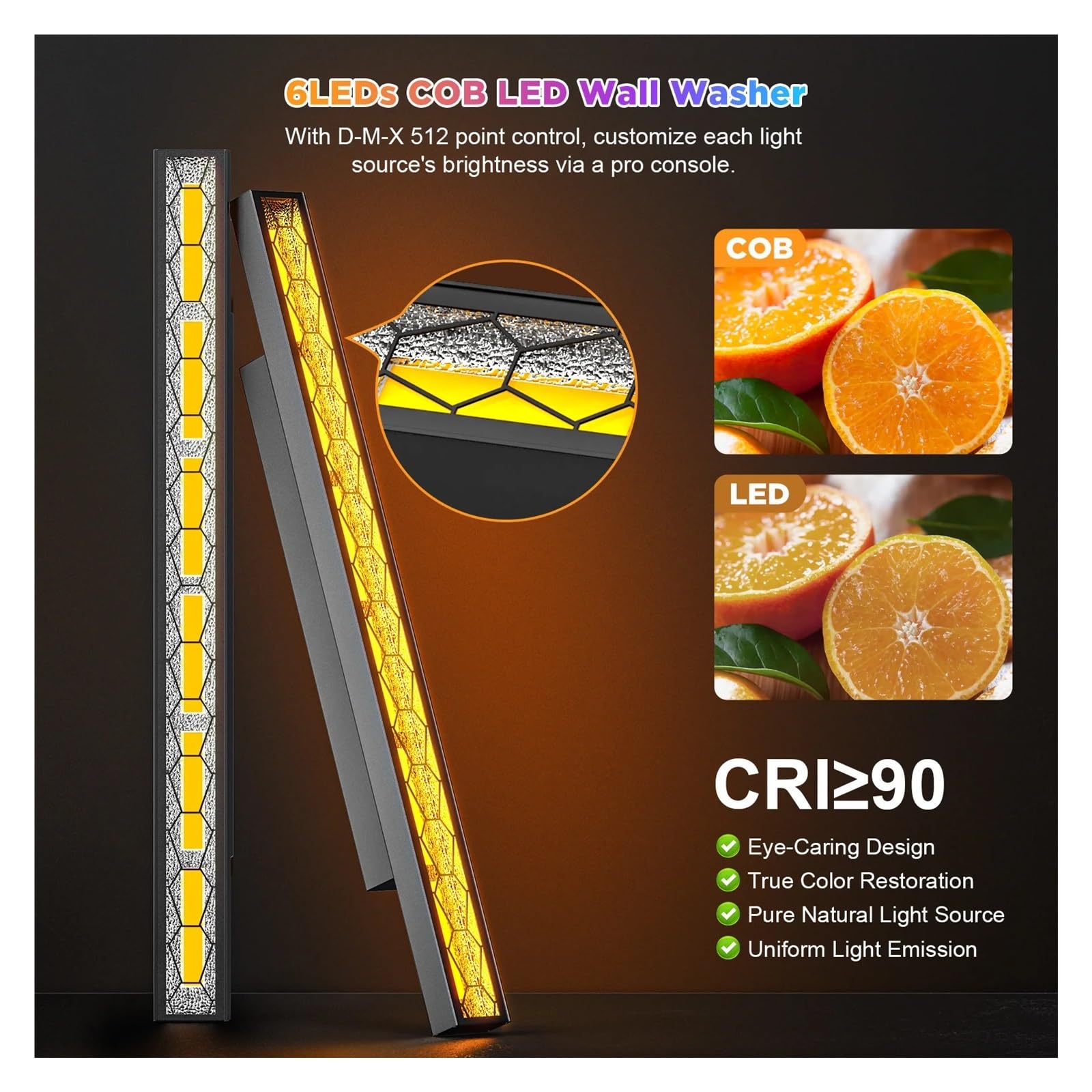 DJ-Lichtleiste, 420W COB LED Vintage Bühnenlichtleiste, RGB Wall Washer Licht DMX Retro Licht DJ Party Lichter for Disco Khe Geburtstag