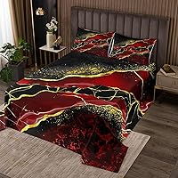 Vista 9 de Erosebridal Juego de edredón de mármol naranja tamaño King, juego de colcha dorada para niñas y mujeres, juego de colcha de textura metálica
