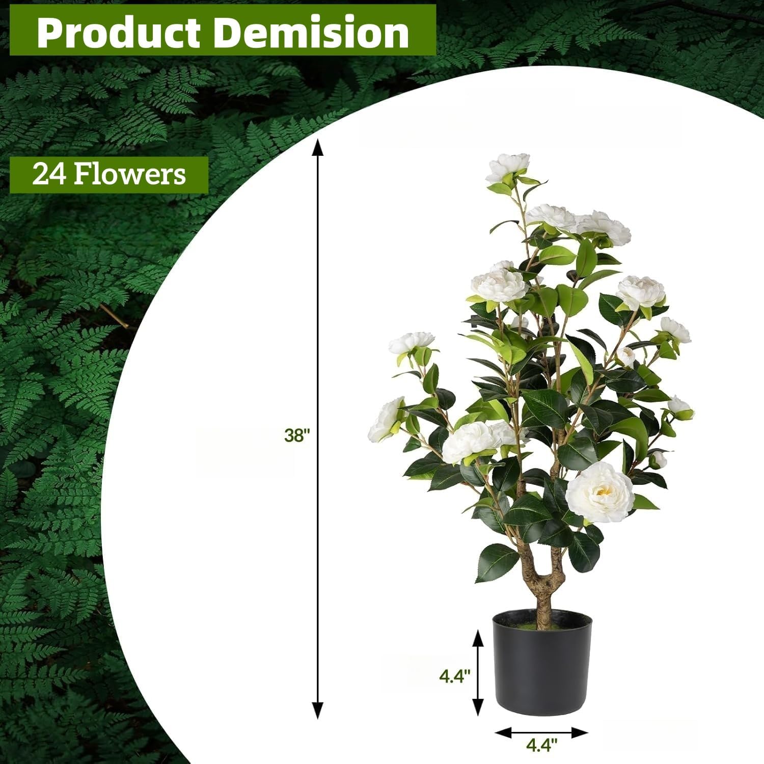 2pcs Artificial Camellia Tree 38 inch, Faux Plants Outdoor Artificial Flowers, White Tree with Planter Pot & 24 Flowers, for Home Indoor or Outdoor Decor - Image 7