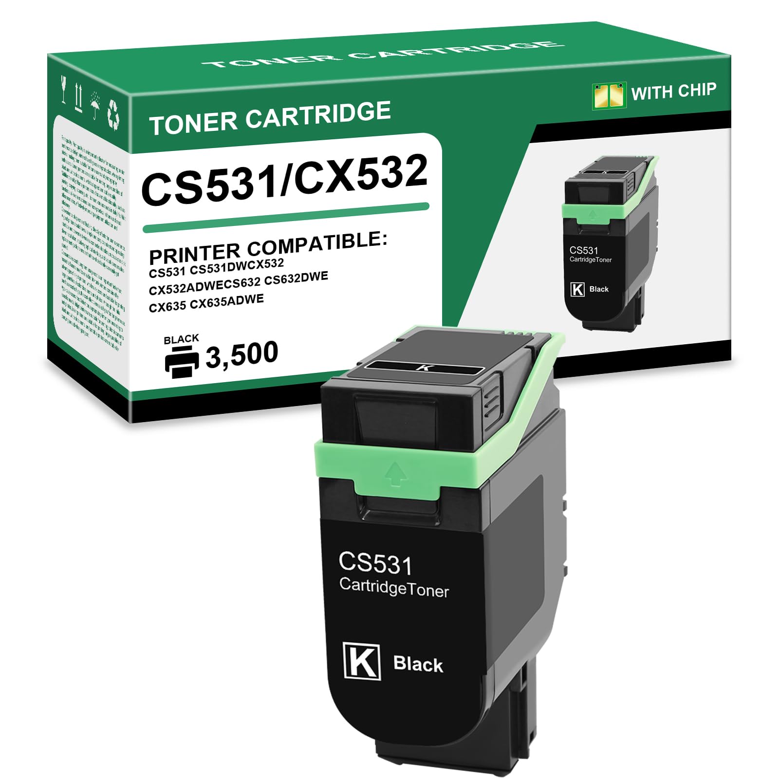 Toner 75M10K0 avec puce pour impression nette sur Lexmark CS531dw - 7
