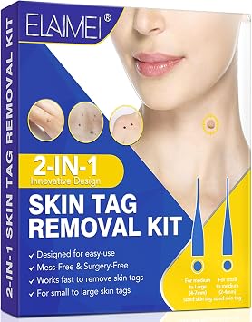 Skin Tag Removal Kit - Skin Tag Remover, Auto Fast-Acting, Safe, and Effective Skintags Removal Tools for All Skin Types with 40 Removal Bands & 10 Cleansing Wipes